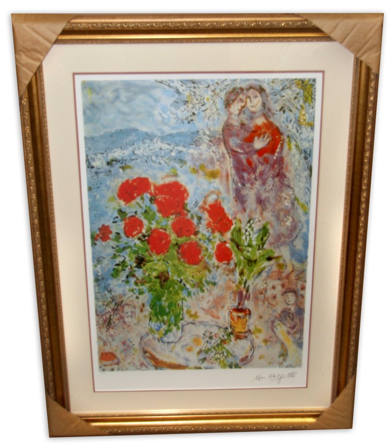 Marc Chagall (After) 'Red Bouquet with Lovers': Gov. File: M-02849 Marc Chagall (After) 'Red Bouquet with Lovers' Asset Type: Print Shipping: $24.95. Item may be pick up only, or require additional shipping charges due to weight or size.