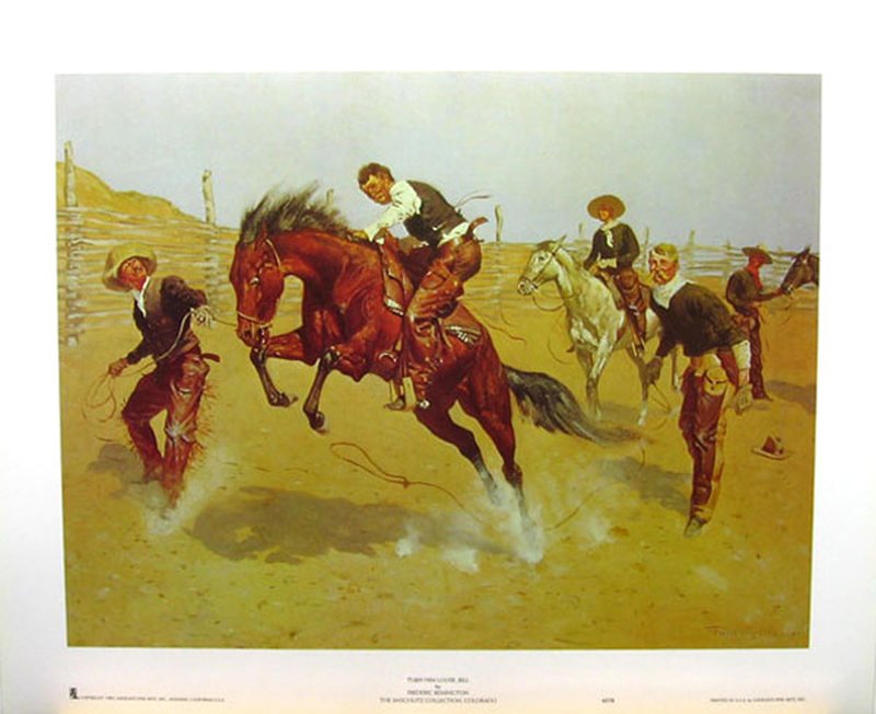 FREDERIC REMINGTON (After) Turn Him Loose Bill Print,: Gov. File: P-07435 Frederic Remington FREDERIC REMINGTON: (After) Turn Him Loose Bill Print 24 inches x 19.5 inches (Unframed) Shipping: $24.95