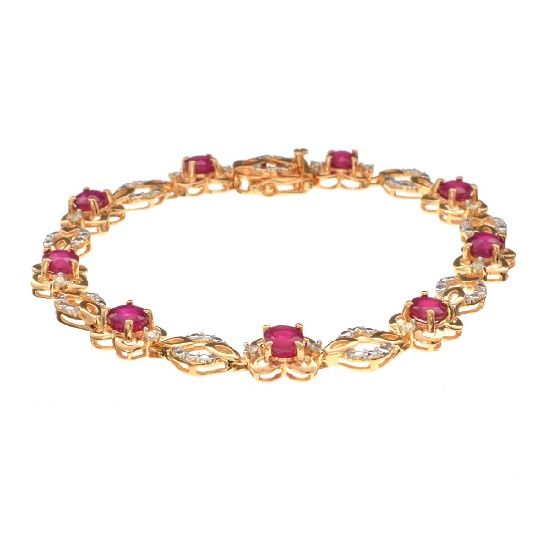 APP: 2.4k *Fine Jewelry, 6.77CT Round Cut Ruby And: Gov. File: H-27840 *Fine Jewelry, 6.77CT Round Cut Ruby And 0.40CT Diamond Overlay Gold, Sterling Silver Bracelet (Rami BR03767) Retail Replacement Value: $2.4K Asset Type: Bracelet Shipping: $19.95
