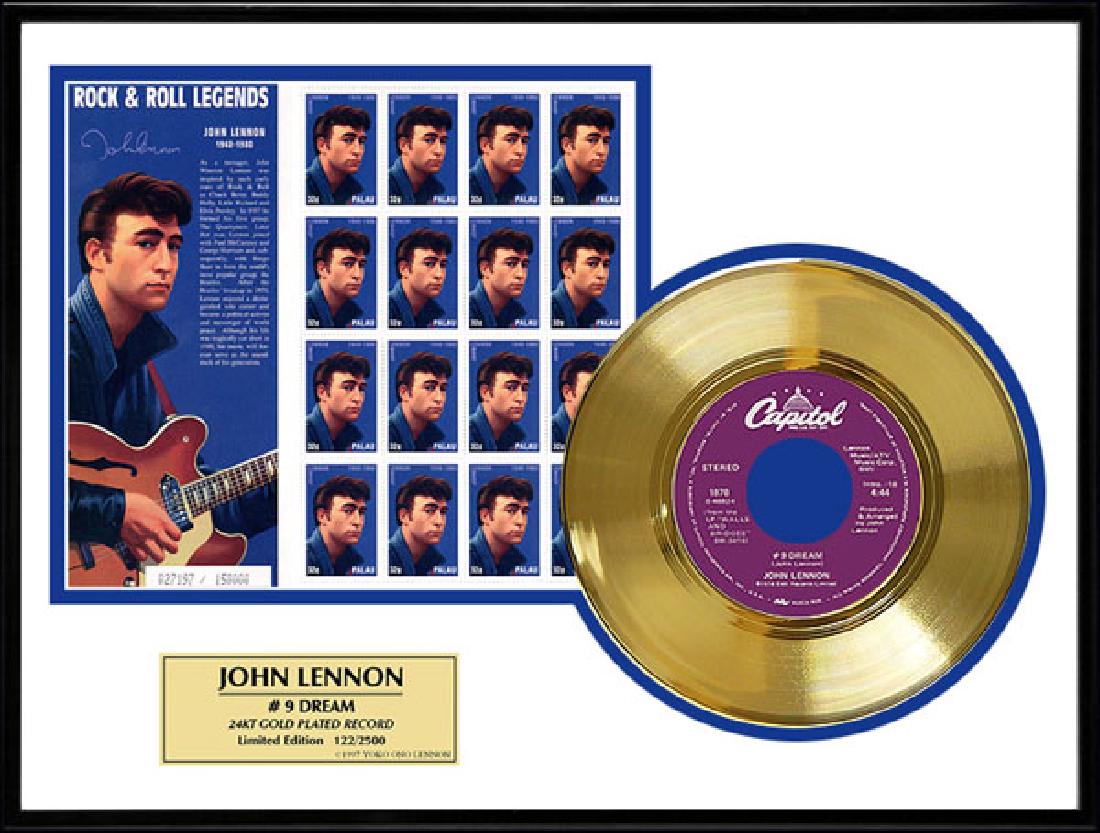 JOHN LENNON ''#9 Dream'' Gold Record /w Stamp-Limited: Gov. File: S-00147 JOHN LENNON "#9 Dream" Framed Gold Record Shipping: $24.95