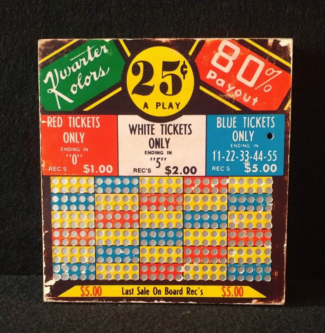Antique Kwarter Kolors Punch Board Game Gambling Lotto
