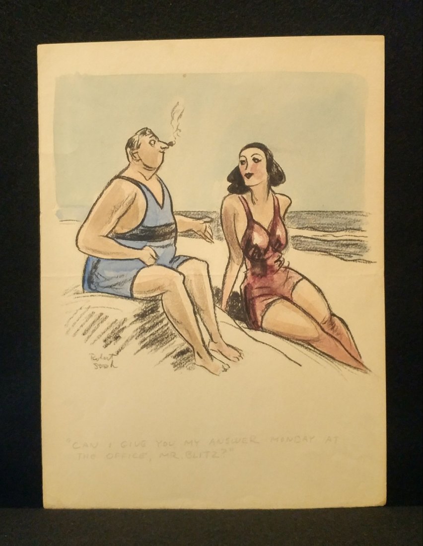1940s Robert Stroh New Yorker Cartoon Color Print (1 of 2)