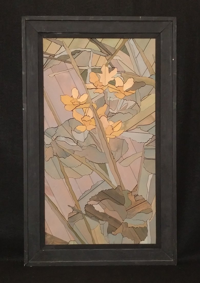 Hand Made Wooden Art abstract Flowers Folk Art (1 of 5)