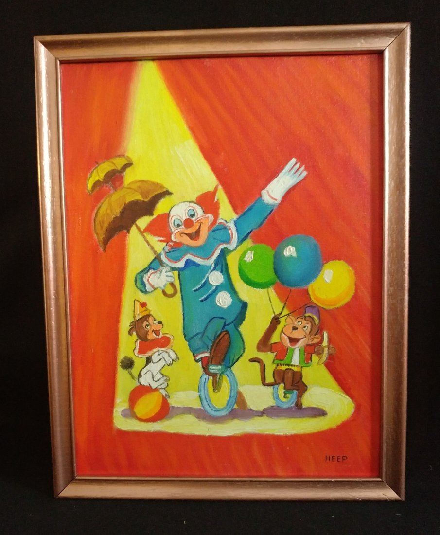 Bozo the Clown Painting on Board Outsider Hobo Art (1 of 3)