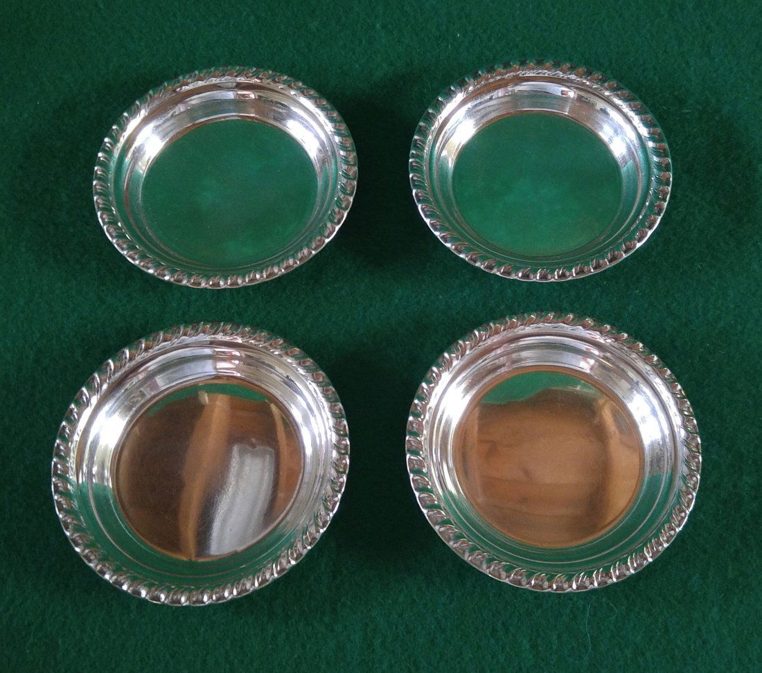 Matching 4 Small Sterling Silver Coasters Trays (1 of 4)