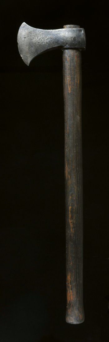 A RUSSIAN NAVY AXE, LATE 18TH CENTURY: Origin: Russian empire.A Russian navy axe with iron head and wooden shaft (replaced). Dating to late 18th century. Length 69 cm.Название: РУ