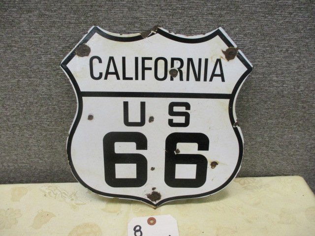 PORCELAIN CALIFORNIA ROUTE 66 SIGN (1 of 3)