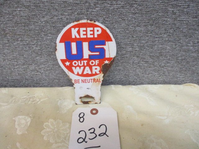 PORCELAIN KEEP US OUT OF WAR LICENSE TOPPER: 4'W X 6'T