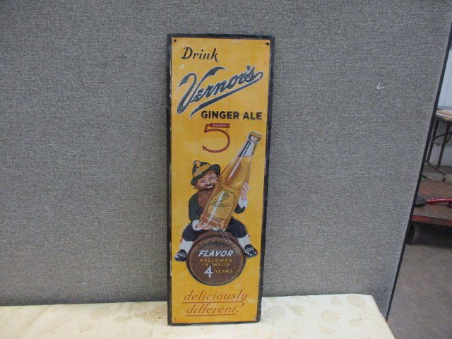 STAMPED TIN VERNORS GINGER ALE SIGN (1 of 1)