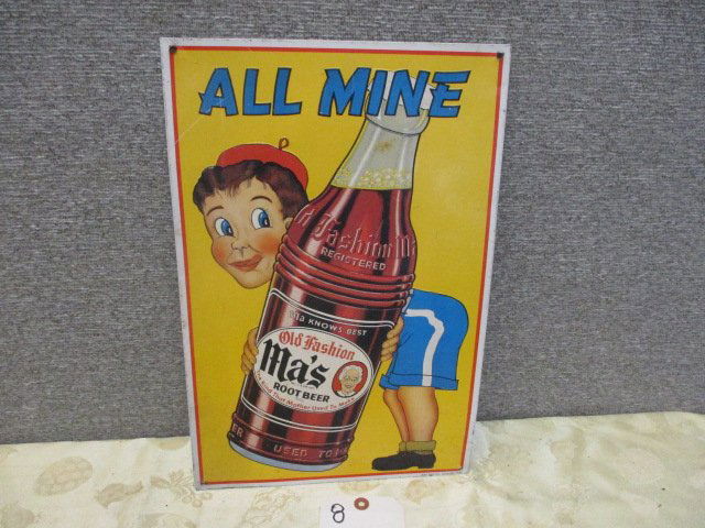STAMPED TIN MA’S ROOT BEER SIGN (1 of 1)