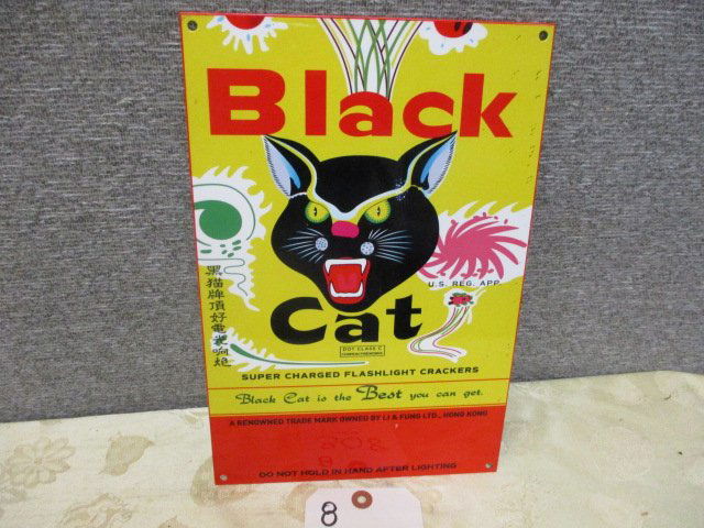 POWDERCOAT BLACK CAT FIREWORKS SIGN (1 of 3)