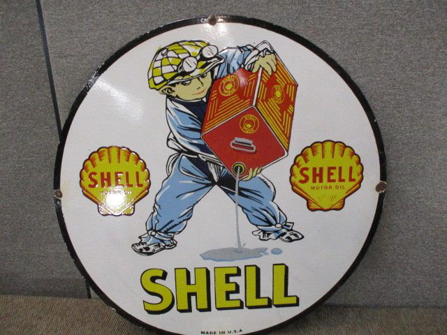 PORCELAIN SHELL MOTOR OIL SIGN (1 of 3)