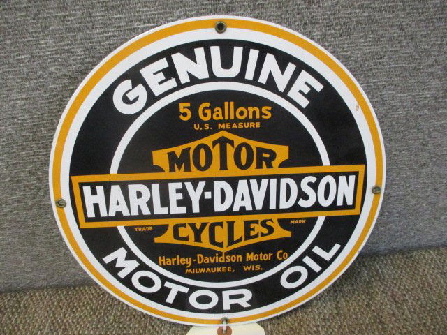 PORCELAIN HARLEY DAVIDSON SIGN (1 of 3)