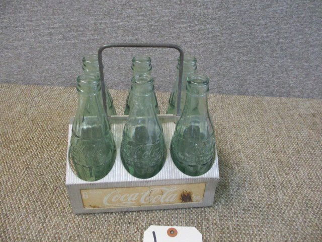 ALUMINUM COCA COLA CARRIER & BOTTLES (1 of 3)