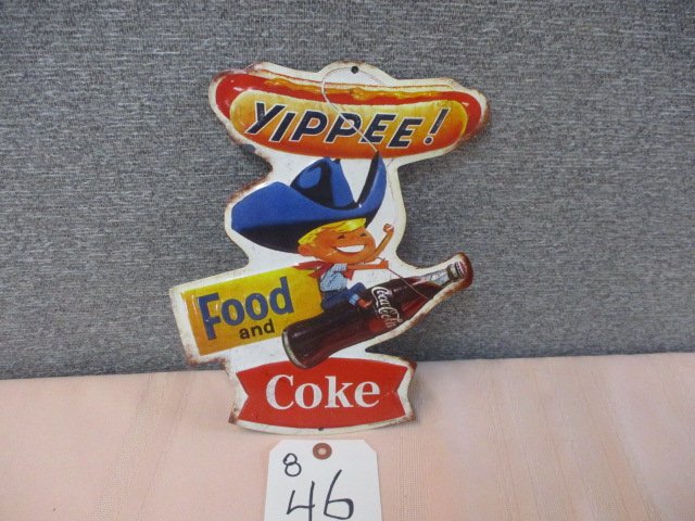 Stamped Tin Yippee Coke Sign: 9"w x 11"t