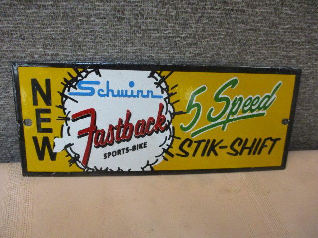 Porcelain Schwinn Fastback Sign (1 of 3)