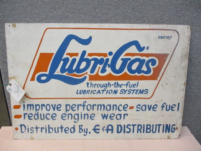 Masonite Lubri-Gas Sign: 36" w x 24"t