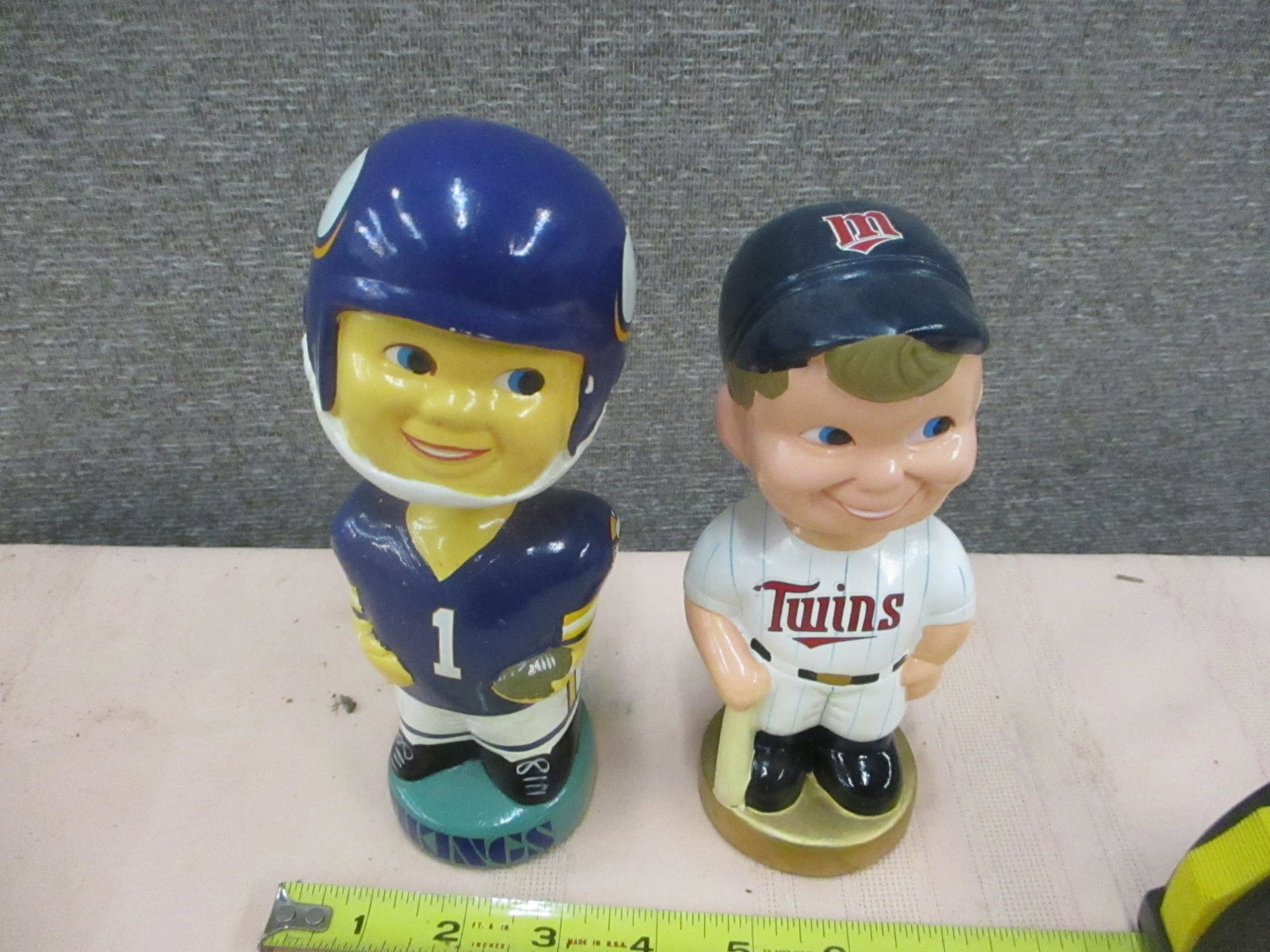 Vintage Vikings & Twins Bobbleheads: each 3.5"w x 7.5"t