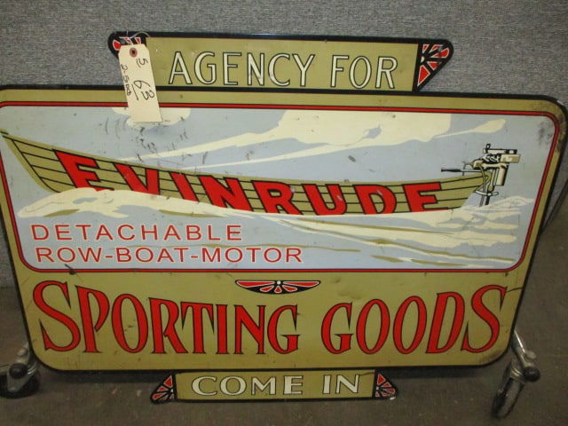 Tin 2- Sided Evinrude Sporting Goods Display Sign (1 of 3)