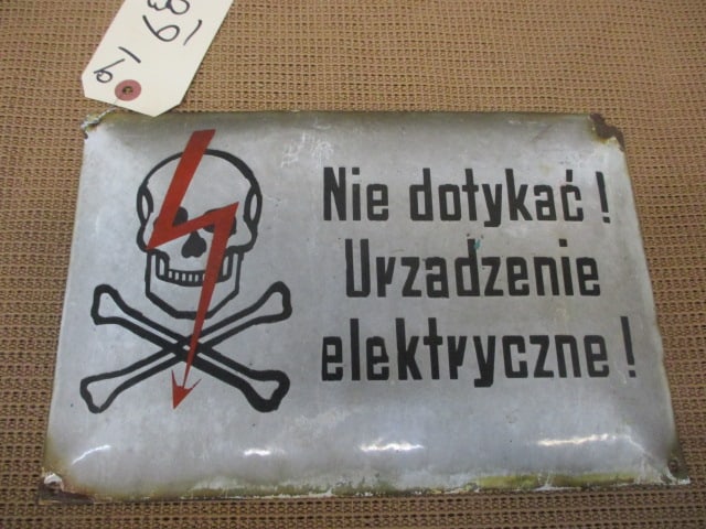 Porcelain Skull & Crossbones Sign (1 of 3)