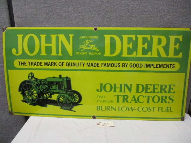 Porcelain John Deere Tractors Sign (1 of 3)