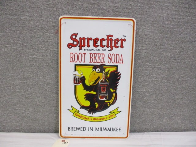 Stamped Aluminum Sprecher Root Beer Sign: 12"w x 20"t