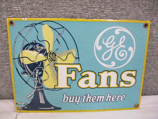Porcelain G.E. Fans Sign: 10"w x 7"t