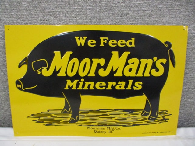 Stamped Tin We Feed Moorman's Sign (1 of 3)