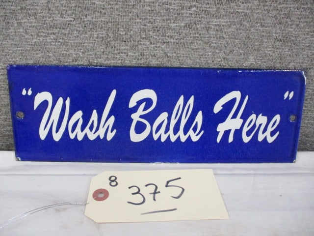 Porcelain Wash Balls Here Sign: 12"w x 4"t