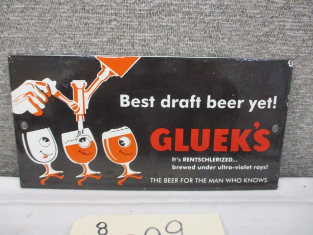 Porcelain Gluek's Draft Beer Sign (1 of 3)