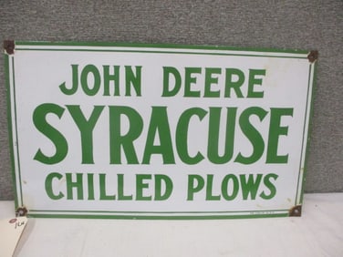 Porcelain John Deere Syracuse Plows Sign