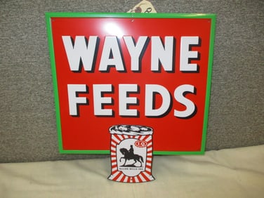 Stamped Tin Wayne Feeds Sign