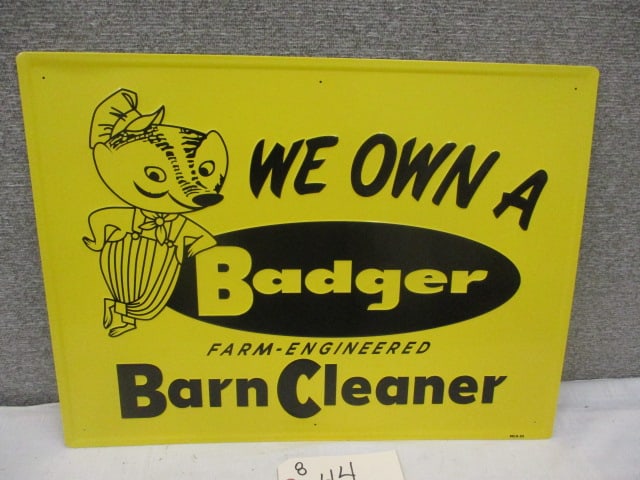 Stamped TinBadger Barn Cleaner Sign: 20"w x 15"t