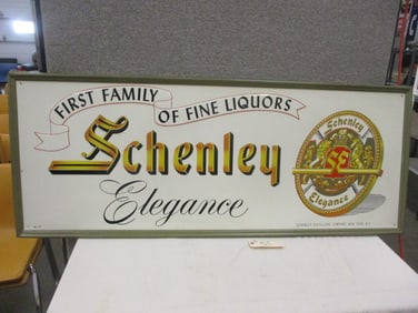 Stamped Tin Schenly Liquors Sign
