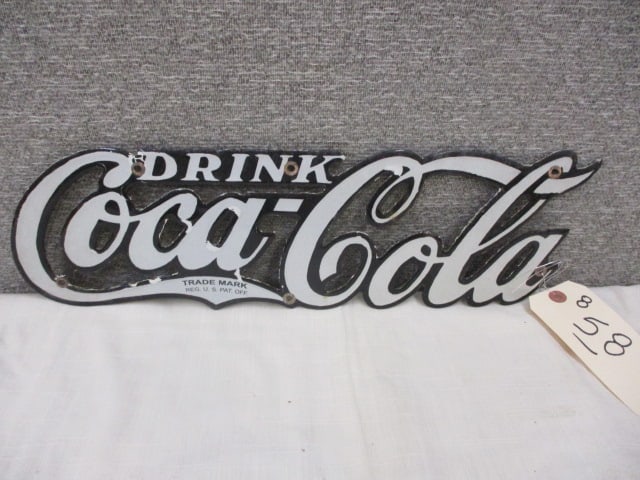 Porcelain Coca-Cols Cutout Sign: 19"w x 5.25"t