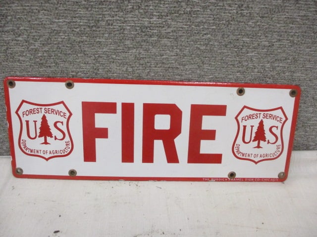 Porcelain U.S. Forest Service Fire Sign (1 of 3)