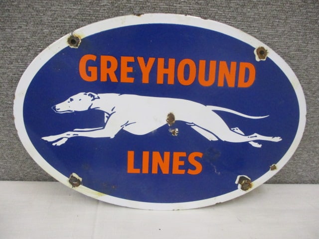 Porcelain Greyhound Lines Sign (1 of 3)