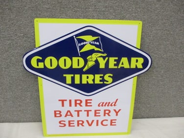 Stamped Tin Good Year Tire & Battery Sign