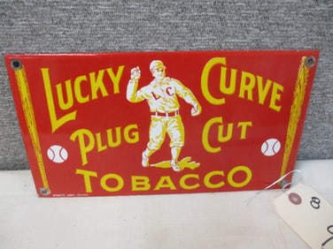 Porcelain Lucky Curve Plug Tobacco Sign