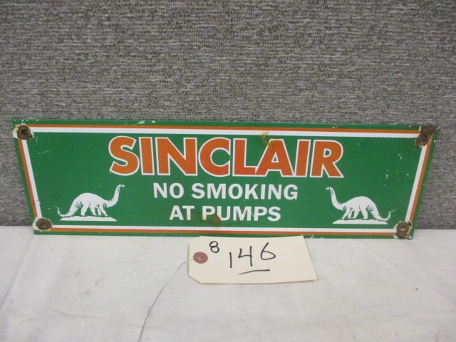 Porcelain Sinclair No Smoking Sign: 16"w x 5"t