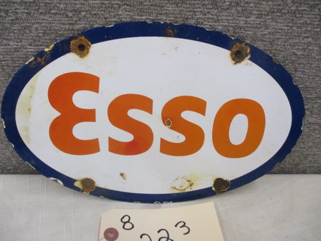 Porcelain Esso Pump Plate: 11.75"w x 7.5"t