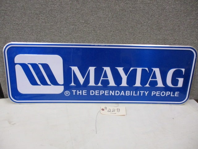 Stamped Aluminum Maytag Sign: 36"w x 12"t