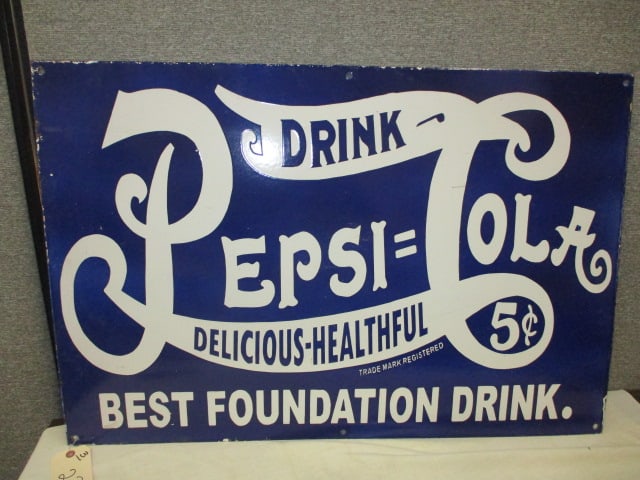 Porcelain Drink Pepsi-Cola Sign (1 of 3)