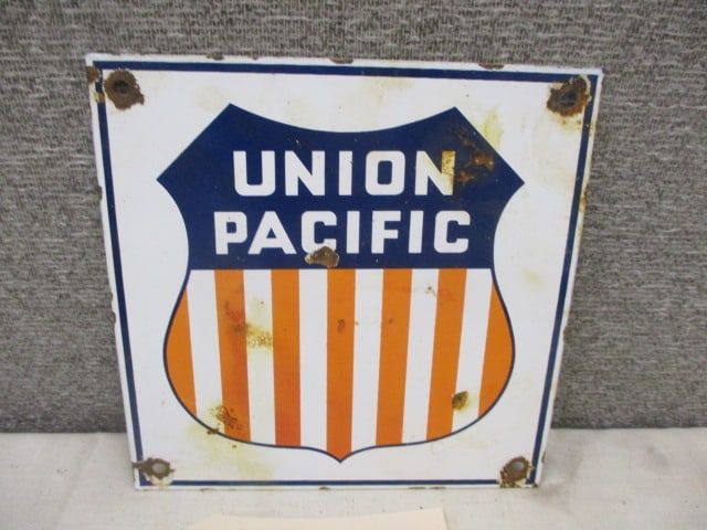 Porcelain Union Pacific Railroad Sign (1 of 3)