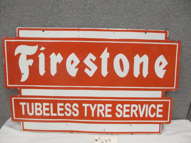 Porcelain 2-Sided Firestone Service Sign (1 of 2)