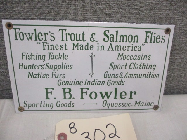 Porcelain Fowlers Trout & Salmon Flies Sign (1 of 3)