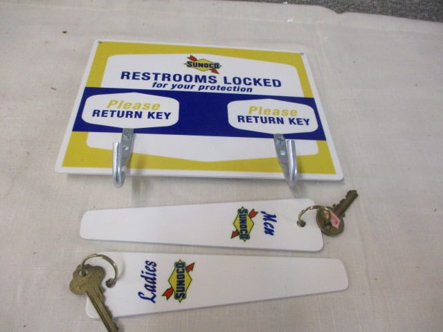 Powder coat Sunoco Restrooms Key Holder: 9"w x 7"t