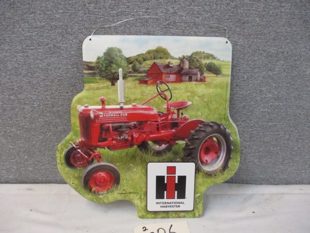 Stamped Tin I/H Farmall Cub Sign: 16"w x 16"t