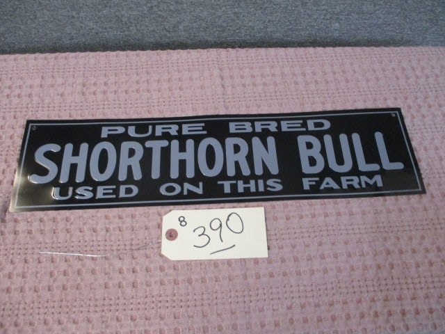 Stamped Tin Shorthorn Bull Sign: 20"w x 5"t