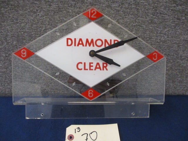 Grain Belt Diamond Clear Clock: 12" w x 9.5"t